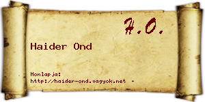 Haider Ond névjegykártya